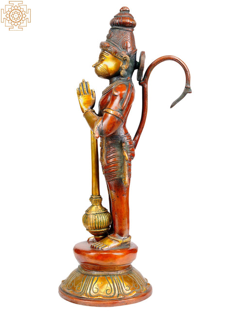 14" Lord Hanuman Brass Sculpture | Indian Handcrafted Idol