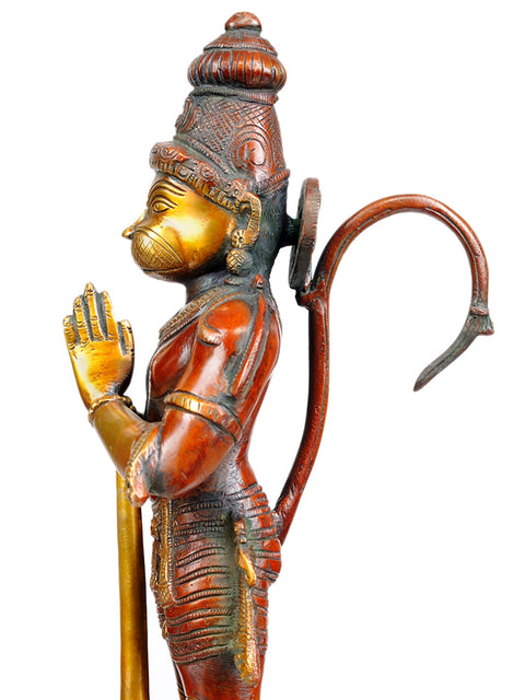 14" Lord Hanuman Brass Sculpture | Indian Handcrafted Idol