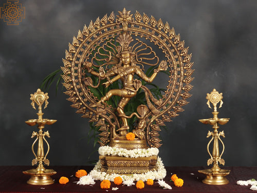 28" Lord Shiva Nataraja Brass Sculpture for Home Decor