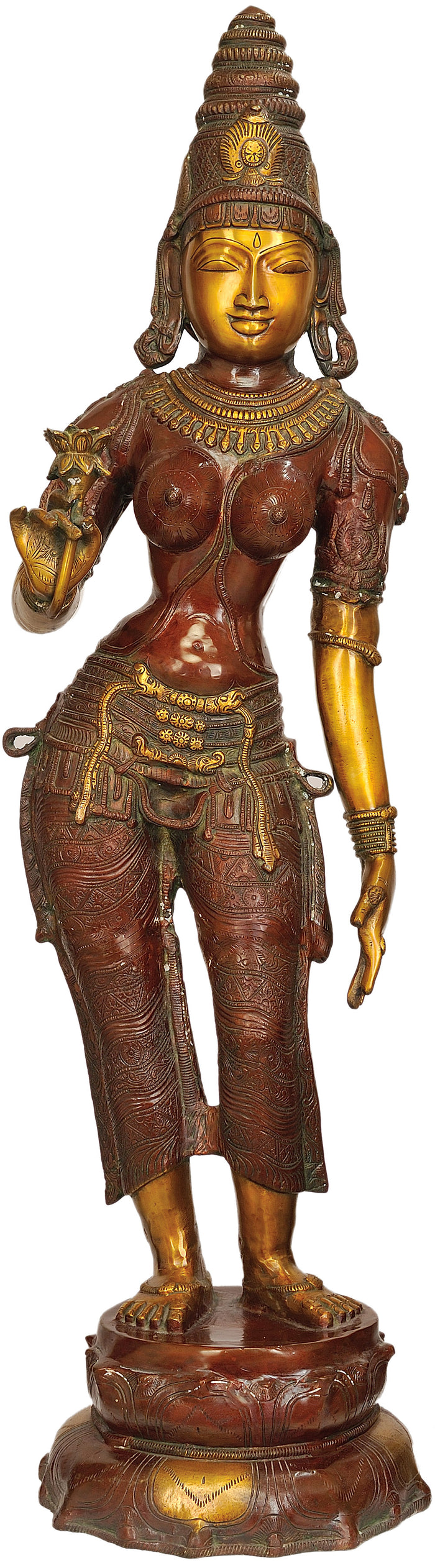45" Padmadharini Parvati Handmade Brass Statue