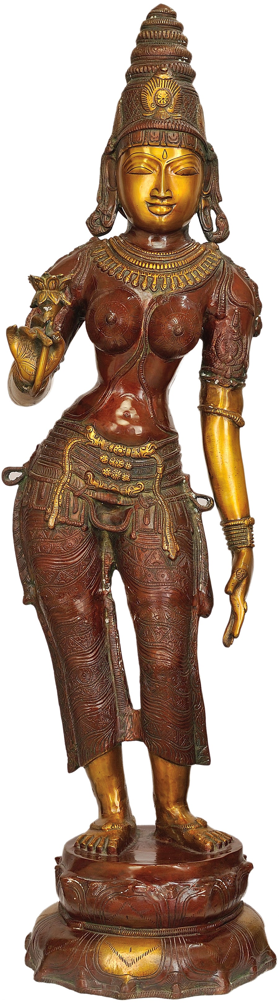 45" Padmadharini Parvati Handmade Brass Statue