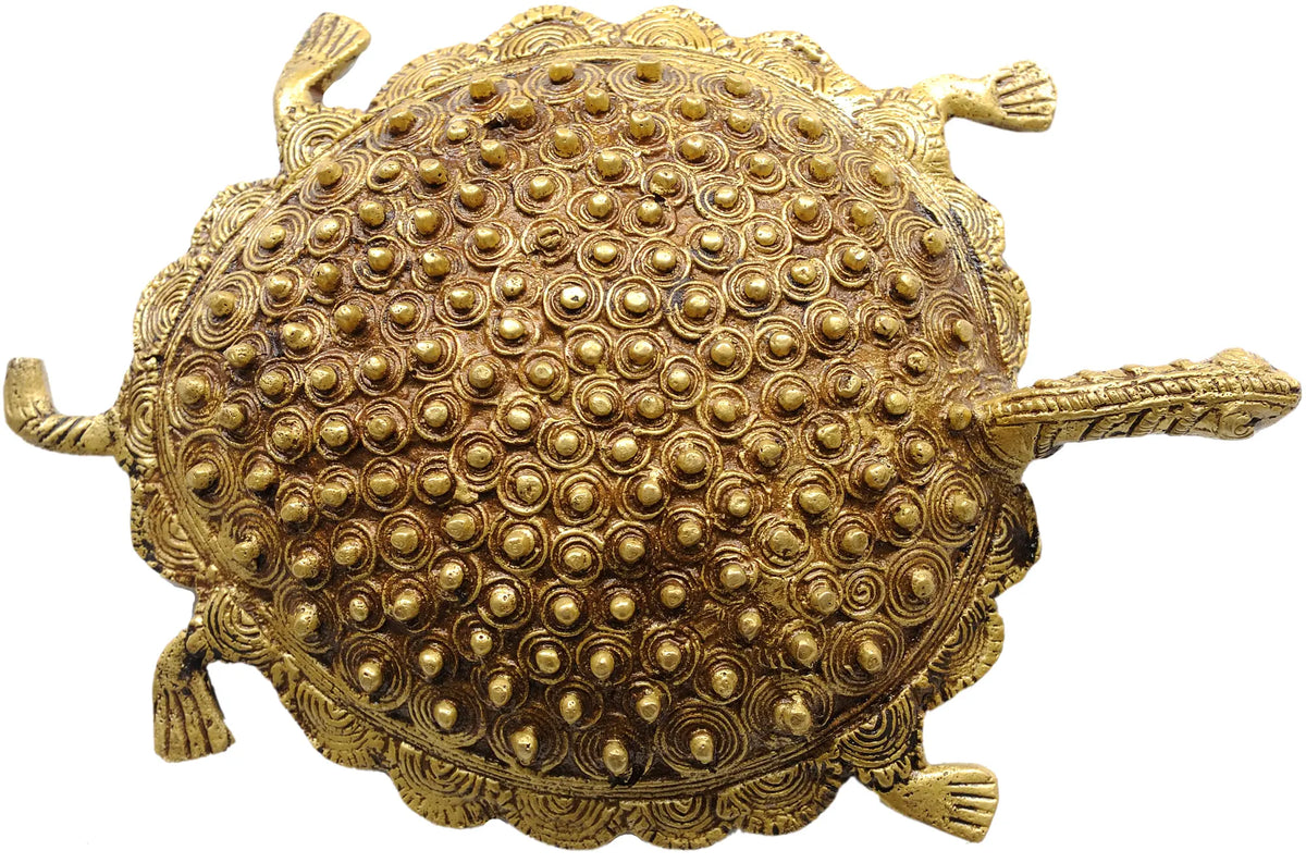 5" Tibetan Buddhist Feng Shui Tortoise in Brass | Handmade | Made in India