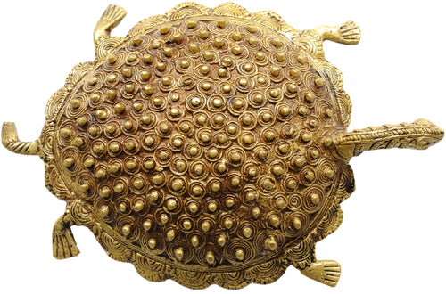 5" Brass Tibetan Buddhist Tortoise Statue for Home Decor
