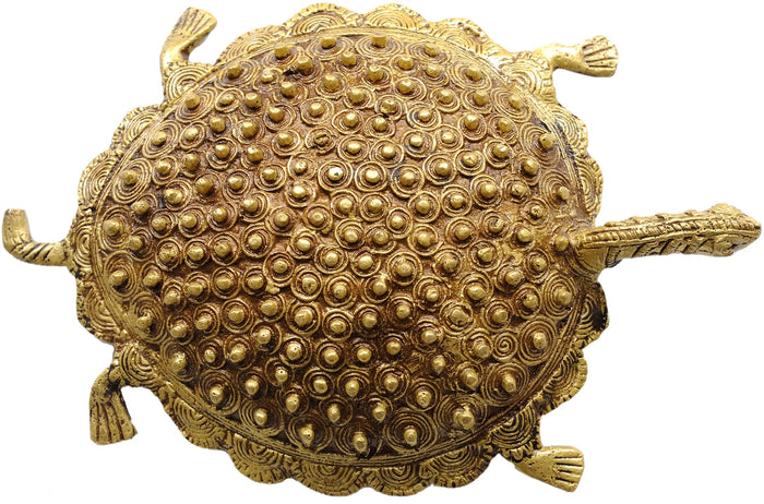 5" Tibetan Buddhist Feng Shui Tortoise in Brass | Handmade | Made in India