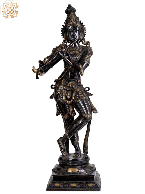 34" Large Krishna Shyam Sundar Handmade Brass Statue