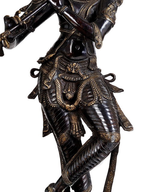 34" Large Lord Krishna as Shyam Sundar in Brass
