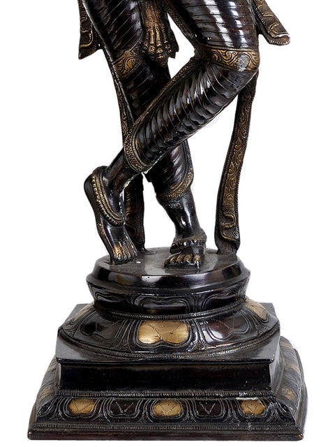 34" Large Lord Krishna as Shyam Sundar in Brass