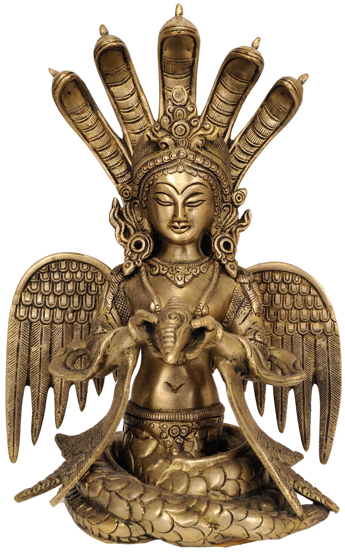 10" Naga-Kanya (The Snake Woman) In Brass | Handmade | Made In India
