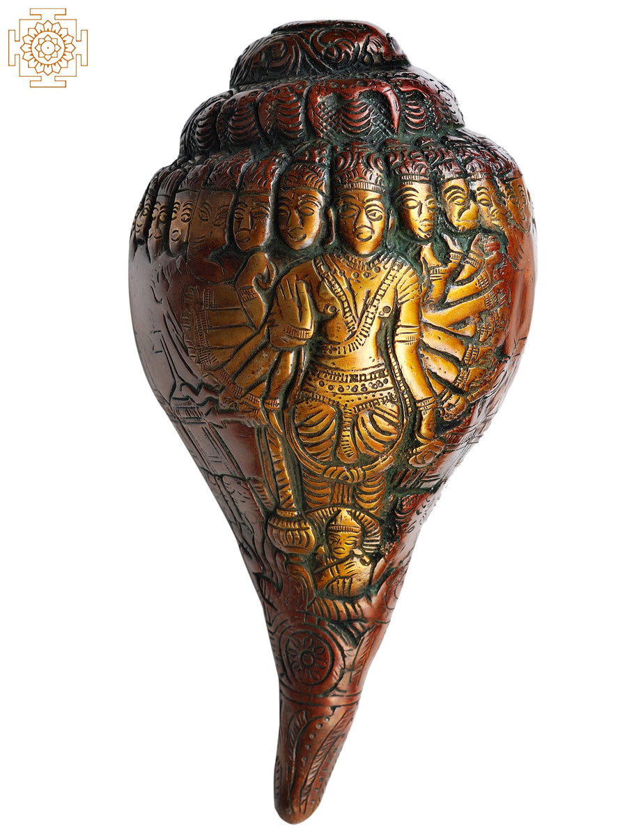 9" Vishvarupa Vishnu Conch Brass Statue Handmade