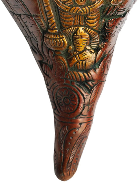 9" Vishvarupa Vishnu Conch in Brass | Handmade | Made in India