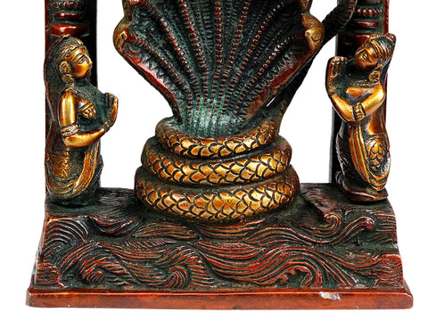 12" Lord Krishna Vanquishes Kaliya In Brass | Handmade | Made In India