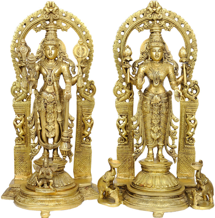 16" Lakshmi Vishnu Brass Statue Handmade Home Decor