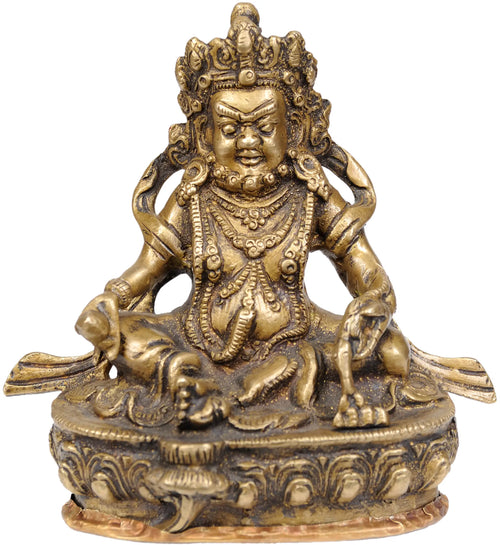 5" Handmade Tibetan Buddhist Kubera Brass Idol