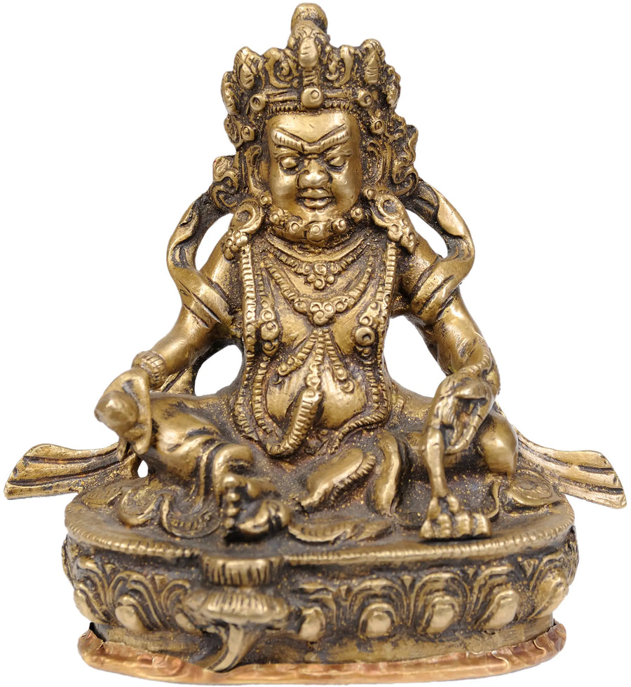 5" Handmade Tibetan Buddhist Kubera Brass Idol