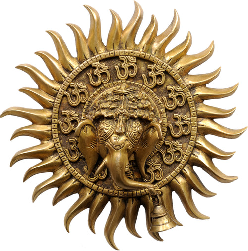 10" Ganesha OM Brass Wall Hanging Handmade