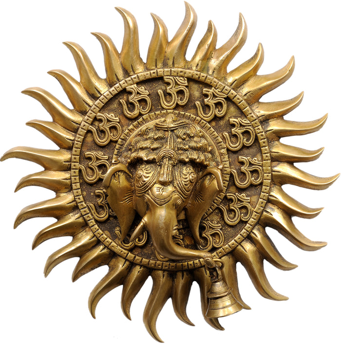 10" Ganesha OM Brass Wall Hanging Handmade