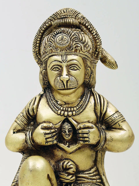 8" Bhakt Hanuman Opens His Chest to Reveal an Image of Lord Rama | Handmade Brass Statue