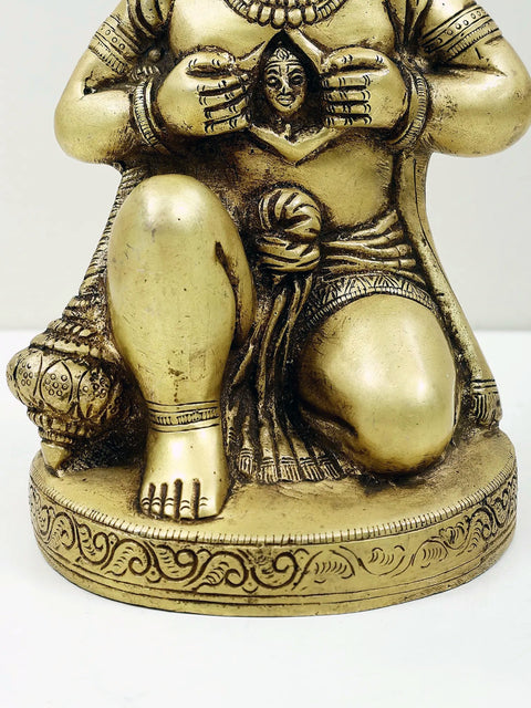 8" Bhakt Hanuman Opens His Chest to Reveal an Image of Lord Rama | Handmade Brass Statue