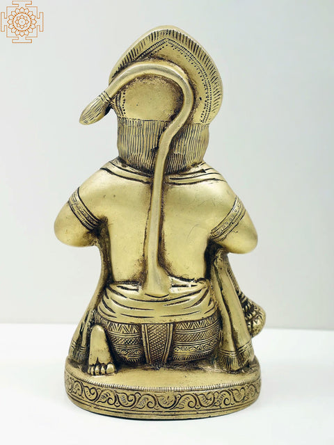 8" Bhakt Hanuman Opens His Chest to Reveal an Image of Lord Rama | Handmade Brass Statue