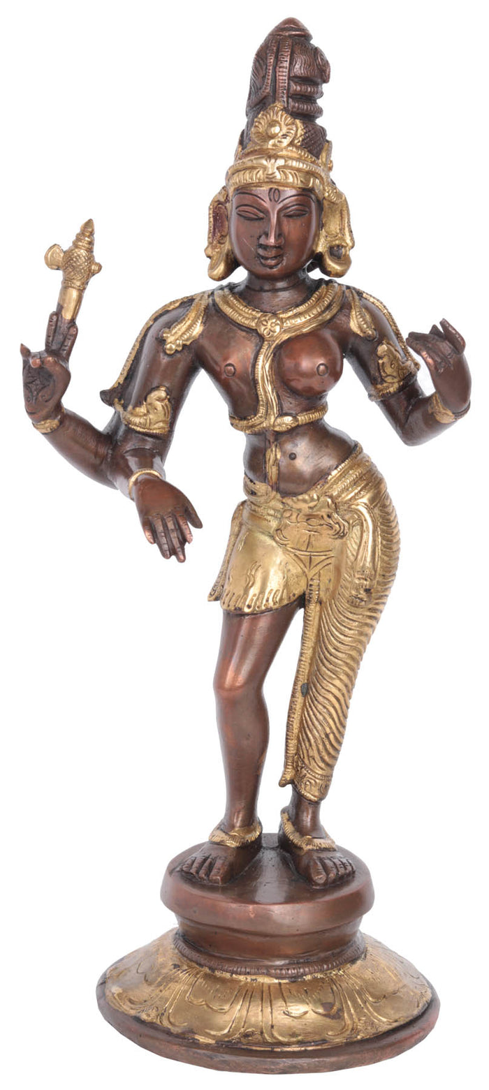 11" Ardhanarishvara Brass Statue Handmade Idol for Pooja