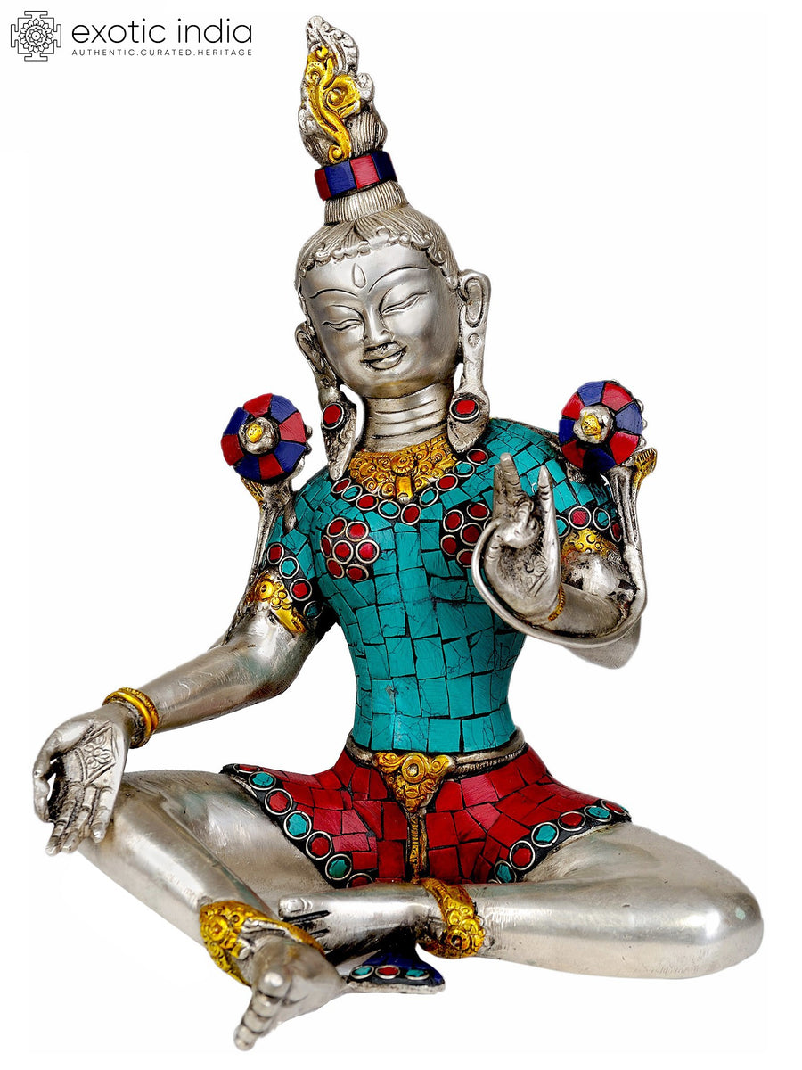 10" Green Tara Tibetan Buddhist Brass Statue Handmade