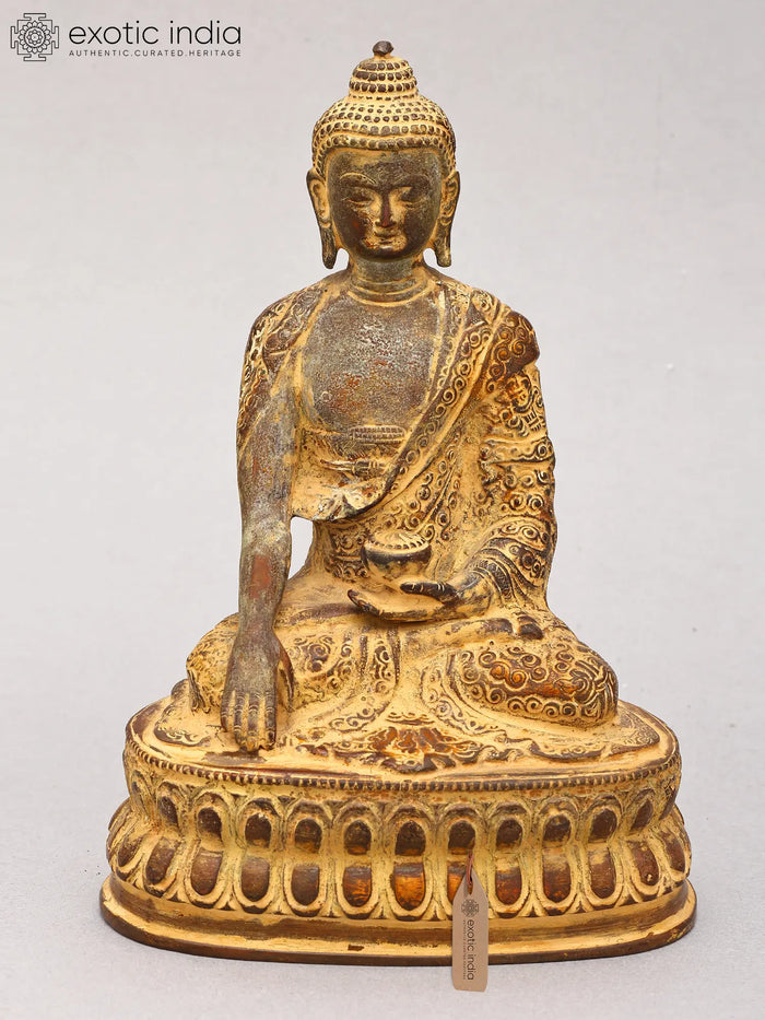 Lord Buddha Earth-Witness Gesture Brass Statue Handmade