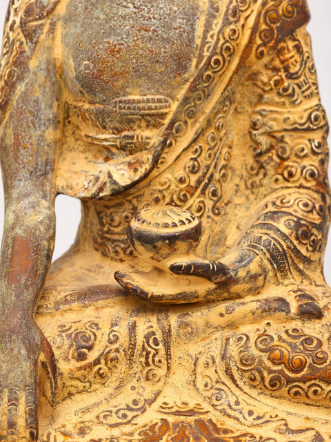 Lord Buddha in Earth-Witness Gesture (Robes Decorated with Auspicious Symbols and Stylized Designs)