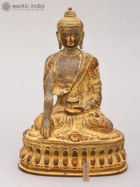 Lord Buddha in Earth-Witness Gesture (Robes Decorated with Auspicious Symbols and Stylized Designs)