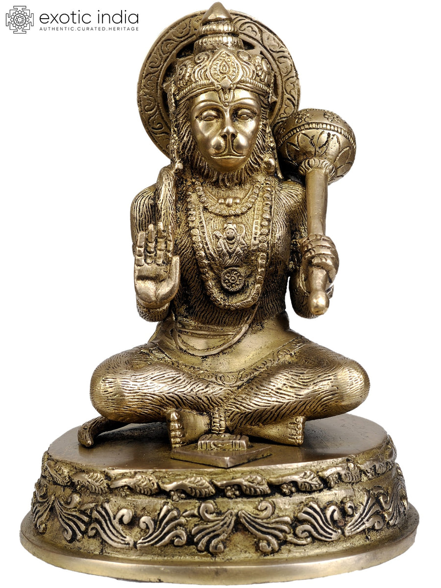 7" Handmade Brass Lord Hanuman Abhaya Statue