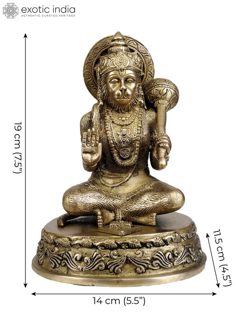 7" Lord Hanuman Statue Granting Abhaya | Handmade Brass Idol | Made in India