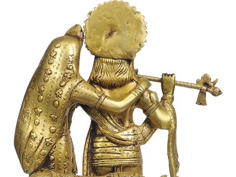 10" Radha-Krishna with Cow In Brass | Handmade | Made In India