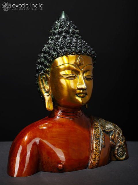 10" The Buddha Bust In Brass | Handmade | Made In India