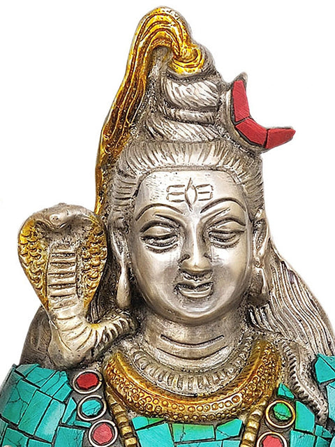 9" Shiva and Nandi (Inlay Statue) In Brass | Handmade | Made In India