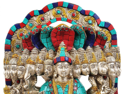 14" Vishvarupa Vishnu (Inlay Statue) In Brass | Handmade | Made In India