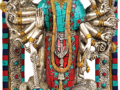 14" Vishvarupa Vishnu (Inlay Statue) In Brass | Handmade | Made In India