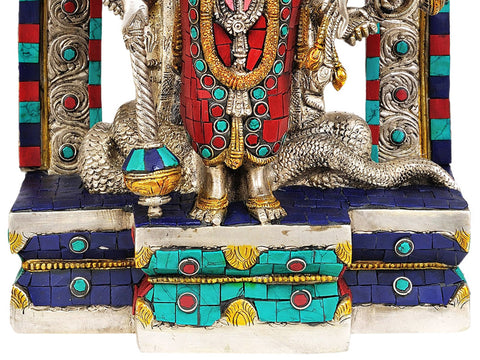 14" Vishvarupa Vishnu (Inlay Statue) In Brass | Handmade | Made In India