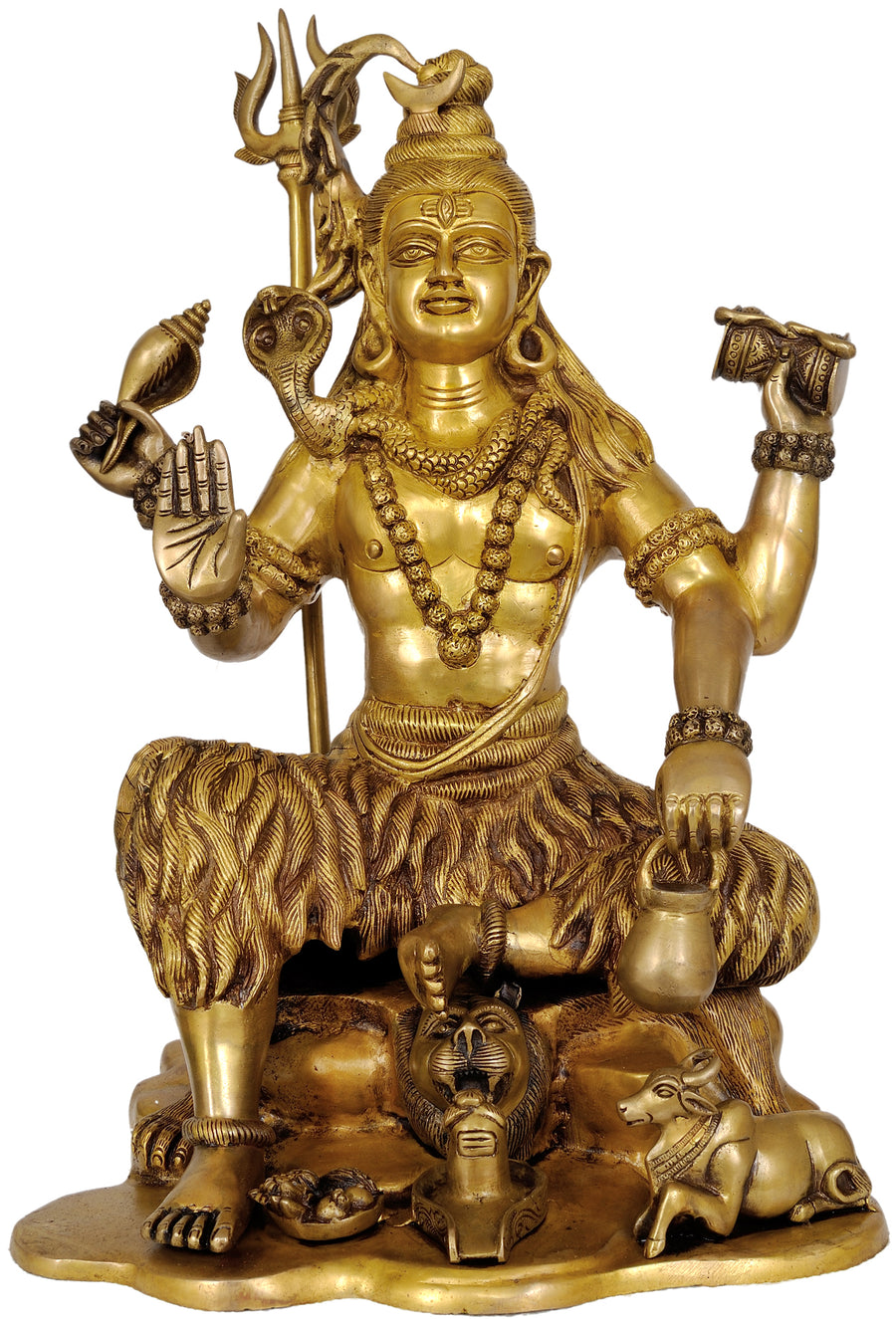 18" Four-Armed Yogeshvara Shiva Handmade Brass Statue