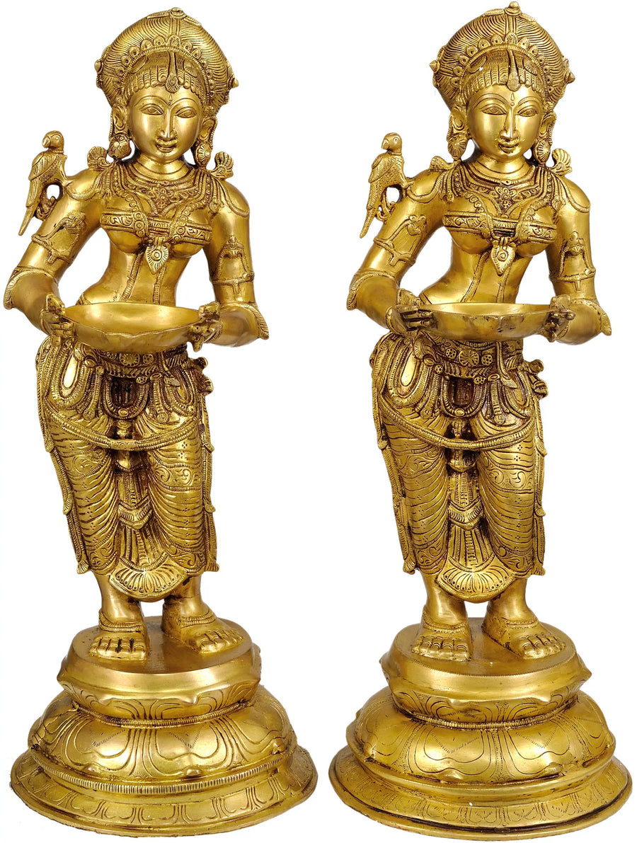 23" Deeplakshmi Pair Brass Statue for Pooja