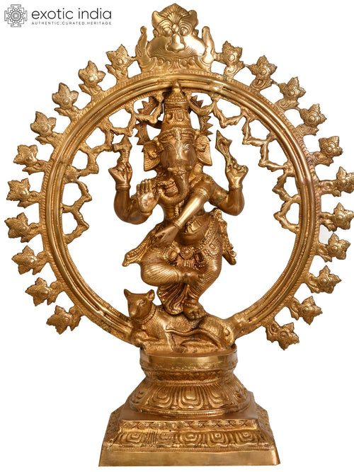 29" Large Lord Ganesha as Nataraja Handmade Brass Statue
