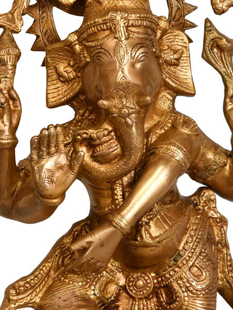 29" Large Size Lord Ganesha as Nataraja Brass Statue | Handmade | Made in India