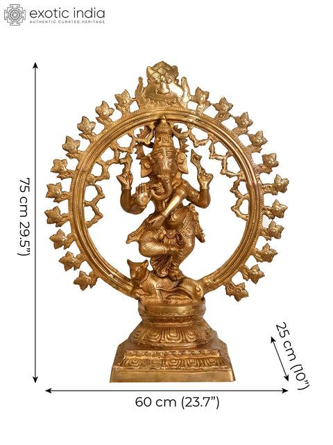 29" Large Size Lord Ganesha as Nataraja Brass Statue | Handmade | Made in India