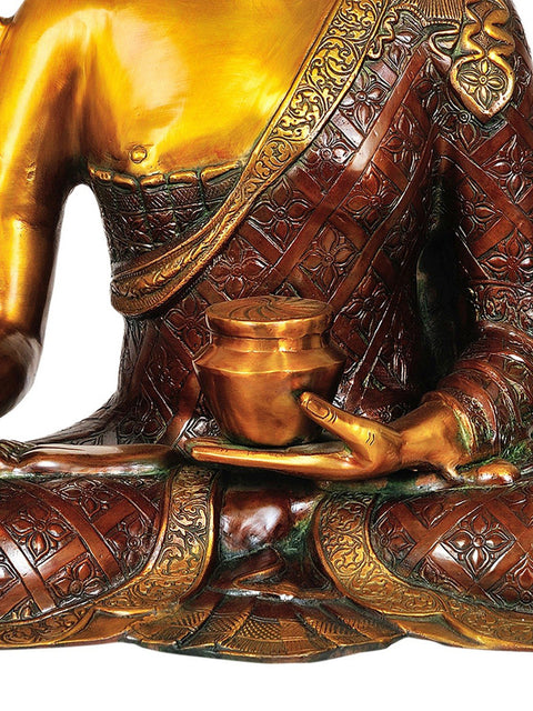 14" (Tibetan Buddhist Deity) Large Size Bhaishajyaguru - The Medicine Buddha In Brass | Handmade | Made In India