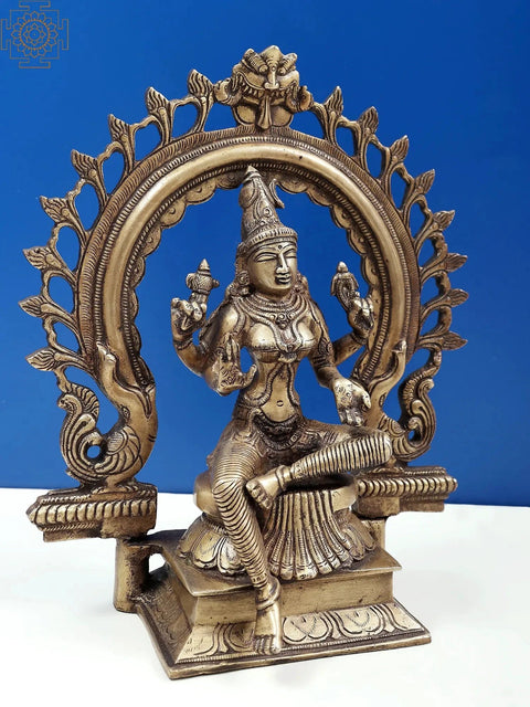 10" Brass Goddess Bhuvaneshvari Sculpture | Maa Lakshmi Statue