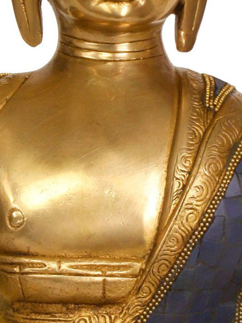 14" Lapis Healing Buddha (Inlay Tibetan Buddhist Statue) In Brass | Handmade | Made In India