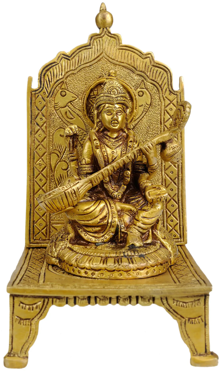7" Handmade Saraswati Brass Idol for Pooja