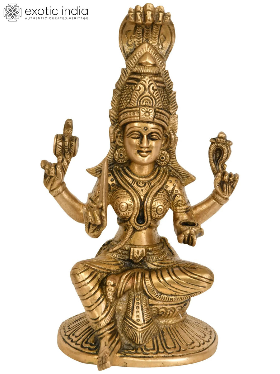 7" Handmade Goddess Mariamman Brass Statue for Pooja