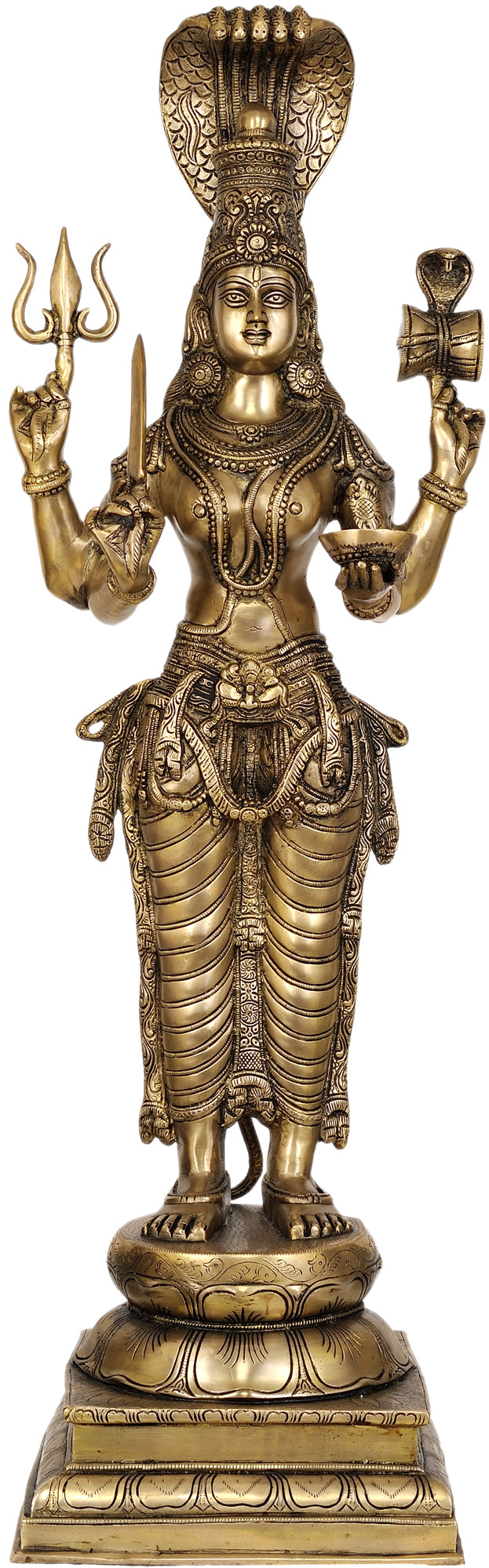 39" Large Size Goddess Parvati as Durga In Brass | Handmade | Made In India
