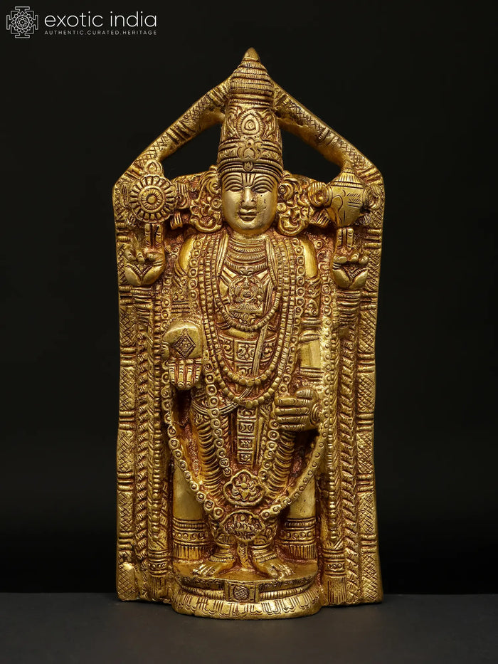Tirupati Balaji Flat Wall Hanging Statue in Brass | Lord Venkateshvara Idols