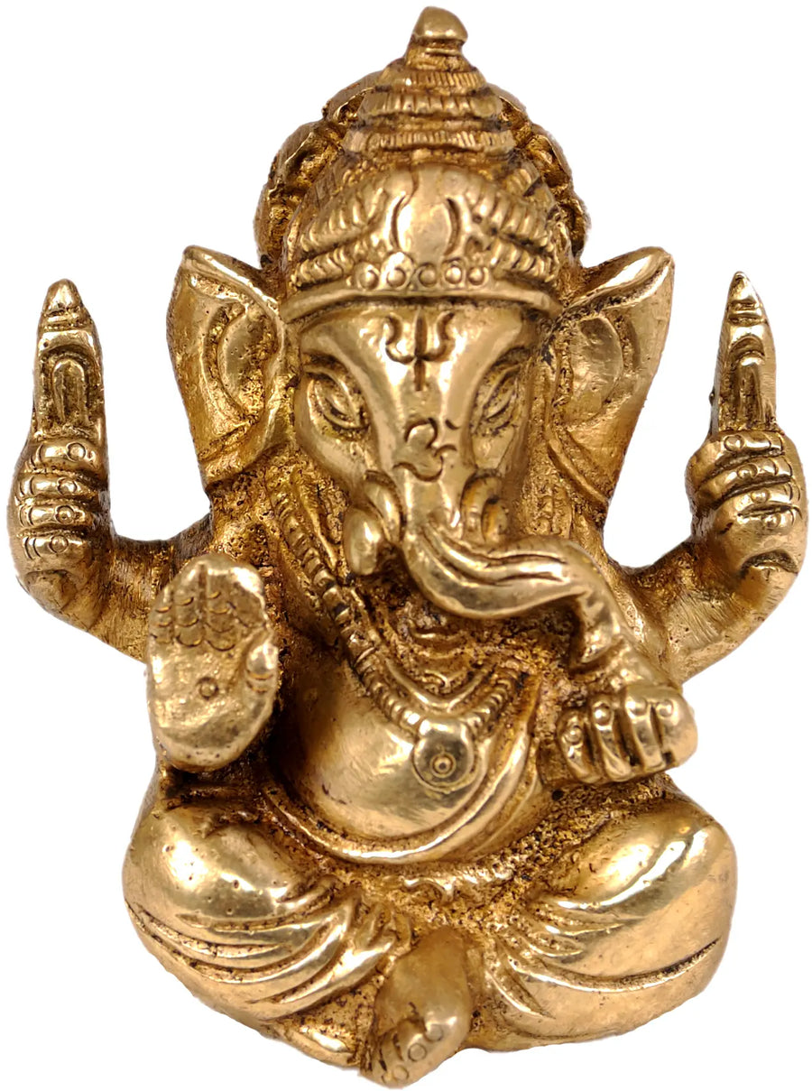 2" Small Baby Ganesha Handmade Brass Idol for Pooja
