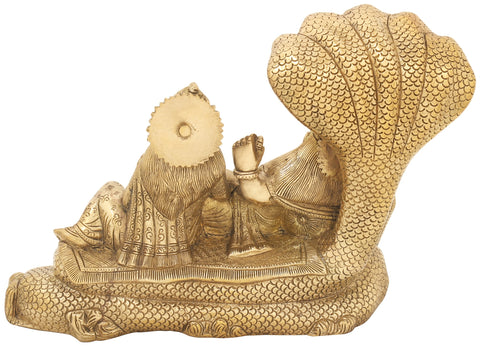 14" Sheshasayi Vishnu with Lakshmi in Brass | Handmade | Made in India